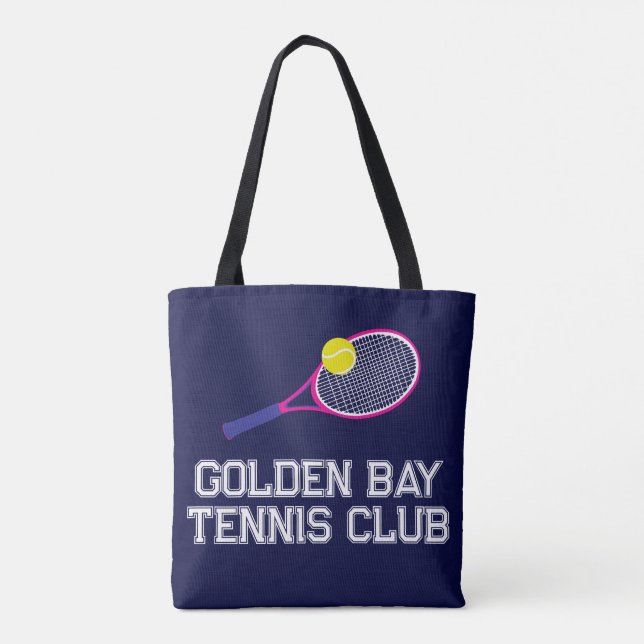 Tote Bag Racquet de tennis rose bleu personnalisé (Dos)