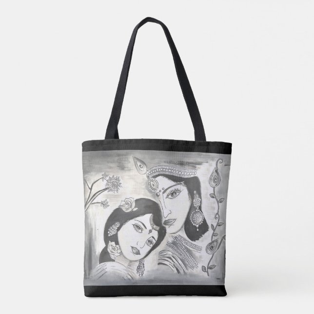 Tote Bag Radha Krishna noir et blanc (Dos)