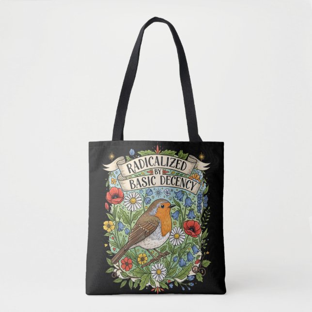 Tote Bag Radicalized by Basic Decency Aesthetic Art Bird (Devant)