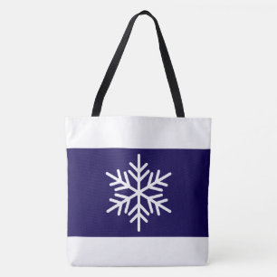 Tote Bag Raffiné larges rayures flocon de neige bleu marine