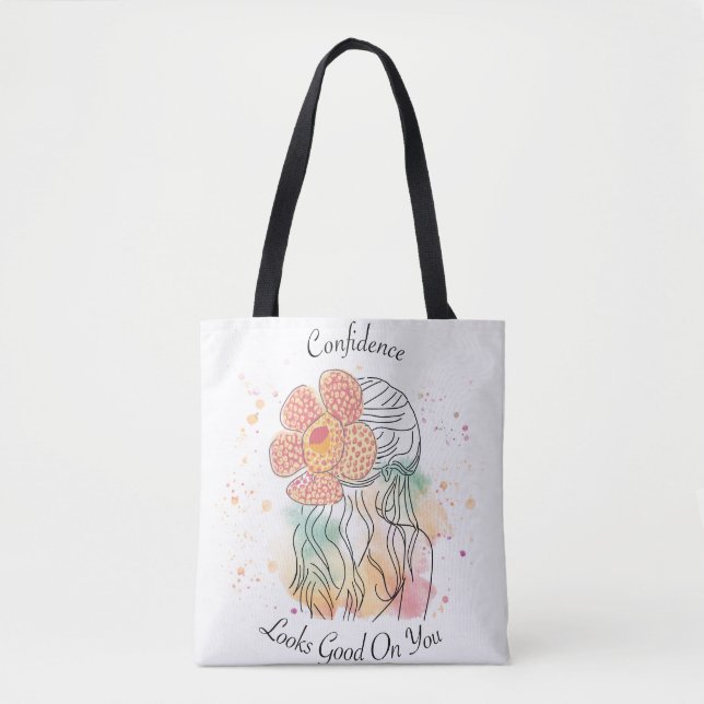 Tote Bag Rafflesia ligne d'art aquarelle illustration Fourr (Devant)