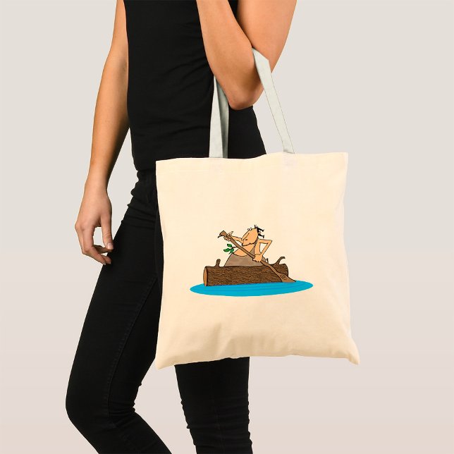 Tote Bag Rafting en canoë d'homme des cavernes (Créateur téléchargé)