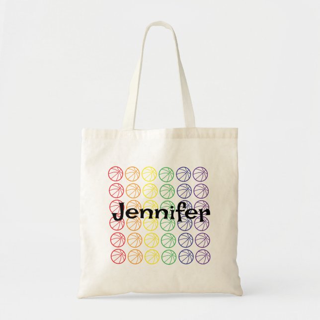 Tote Bag Rainbow Basketball avec nom (Devant)