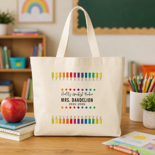 Tote Bag Rainbow Crayons Kindergarten Enseignant