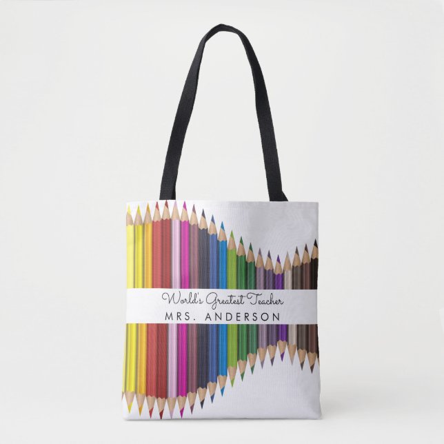 Tote Bag Rainbow Crayons Kindergarten Enseignant Cadeau (Devant)