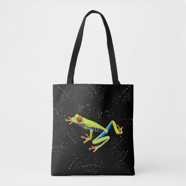 Tote Bag Rainbow de grenouille peinte à yeux rouges (Devant)