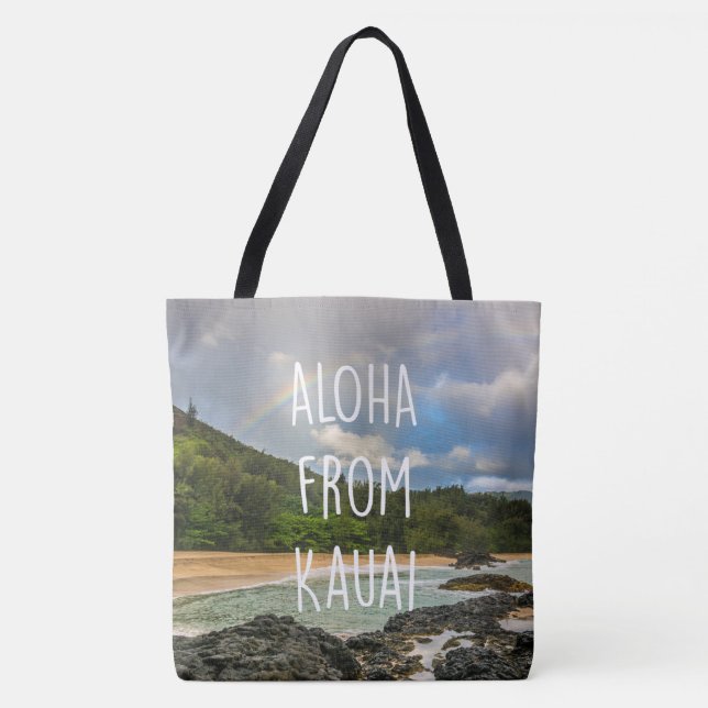 Tote Bag Rainbow Lumaha'i Beach, Kauai, Hawaiian Beach Bag (Devant)