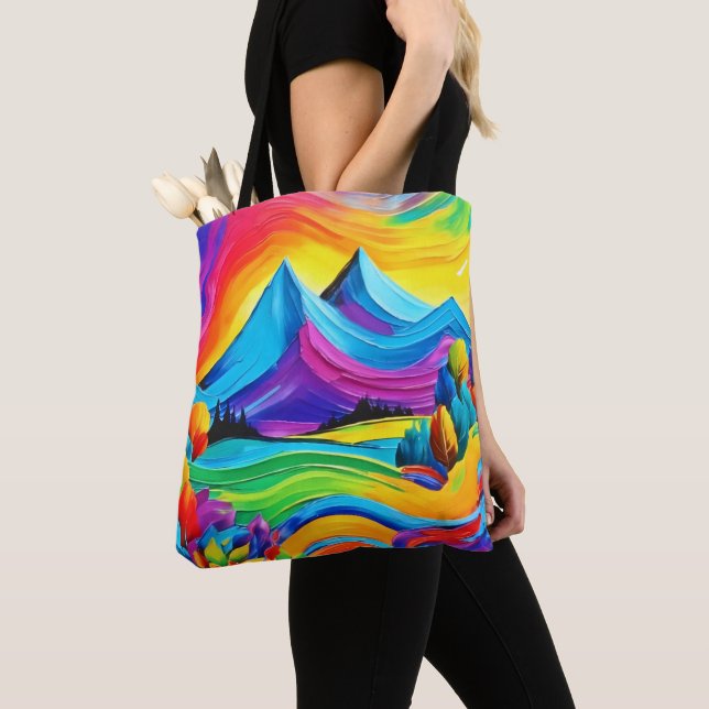 Tote Bag Rainbow Mountain Majesty Art (De près)