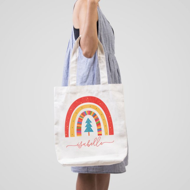 Tote Bag Rainbow Noël coloré mignon fun personnalisé (Créateur téléchargé)