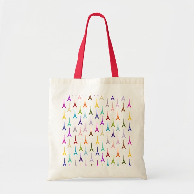 Tote Bag Rainbow Paris Eiffel Tower pattern (Devant)