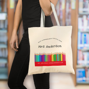 Tote Bag Rainbow Pencils Kindergarten Enseignant Don