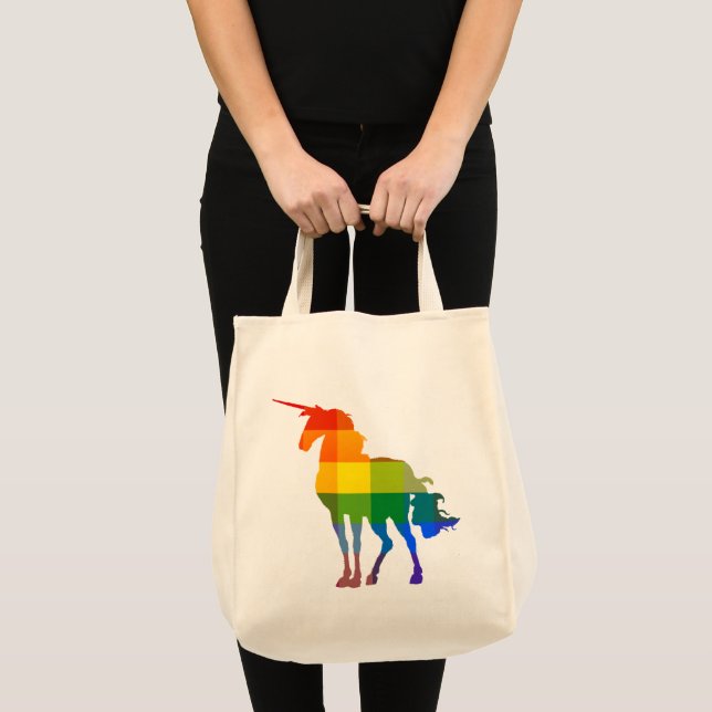 Tote Bag Rainbow Plaid Unicorn LGBTQ Pride (Devant (produit))