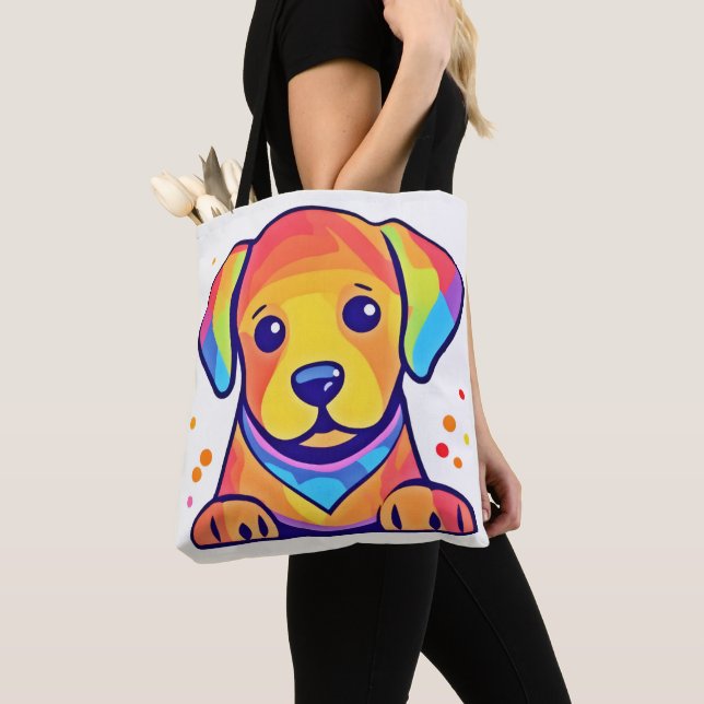 Tote Bag Rainbow Puppy Love (De près)