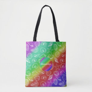 Tote Bag Rainbow Shellfish Motif Ajouter un nom sur toute l