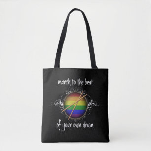 Tote Bag Rainbow Snare Drumstick Fierté Marche pour battre 