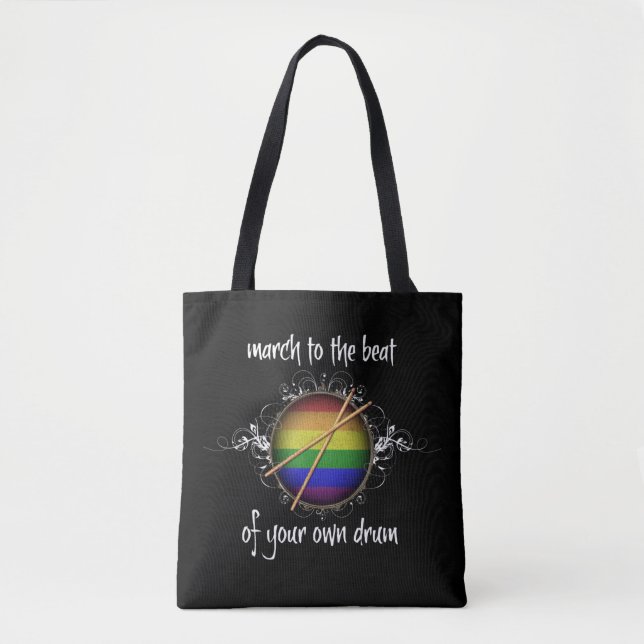 Tote Bag Rainbow Snare Drumstick Fierté Marche pour battre  (Devant)