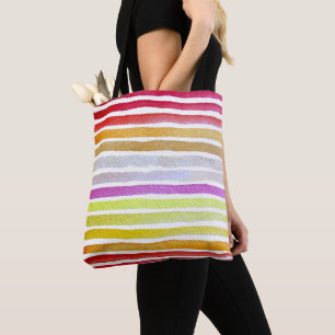 Tote Bag Rainbow stripes cute watercolor