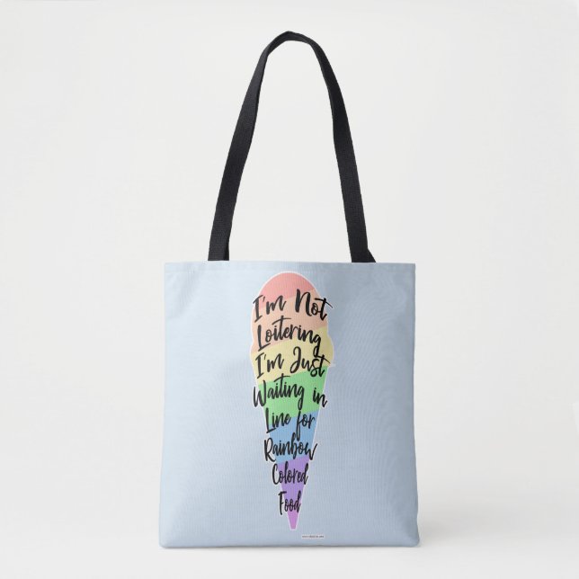 Tote Bag Rainbow Trendy Food Striped Cone Art Amusant (Devant)