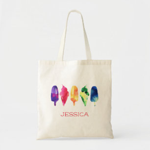 Tote Bag Rainbow Watercolor Crème glacée Popsicle personnal