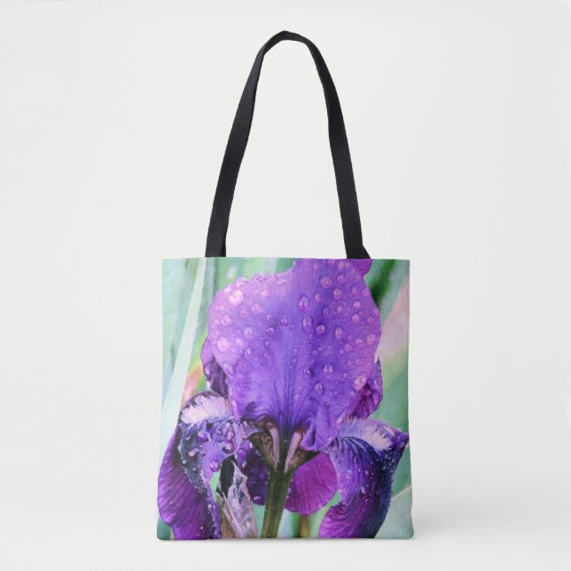 Tote Bag Raindrops sur iris - fourre-tout (Devant)
