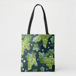 Tote Bag Raisin vert : Aquarelle Motif foncé