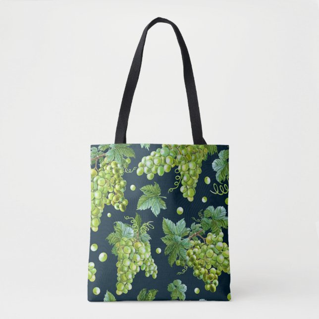 Tote Bag Raisin vert : Aquarelle Motif foncé (Devant)