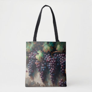 Tote Bag Raisins violets sur la peinture à l'huile de vigne