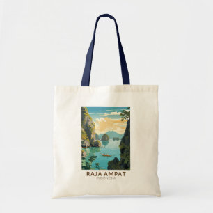 Tote Bag Raja Ampat Indonésie bateaux voyage Art Vintage