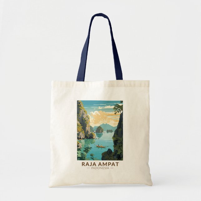 Tote Bag Raja Ampat Indonésie bateaux voyage Art Vintage (Devant)