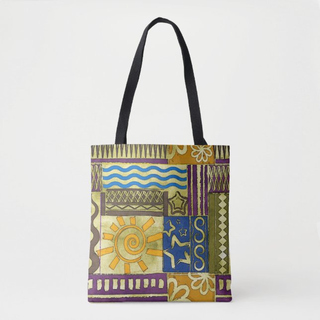 Tote Bag Rajasthan Indian, Patchwork Tapis Texture. (Devant)