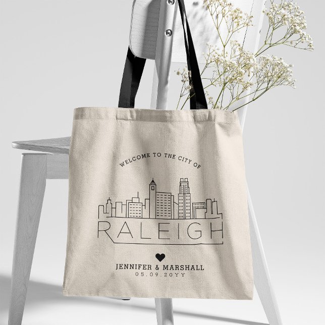 Tote Bag Raleigh Mariage | Skyline stylisée (Créateur téléchargé)
