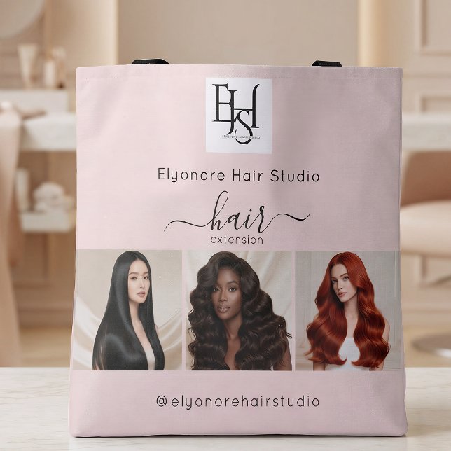 Tote Bag Rallonges de cheveux QR Code Logo Script Rose Roug (Créateur téléchargé)