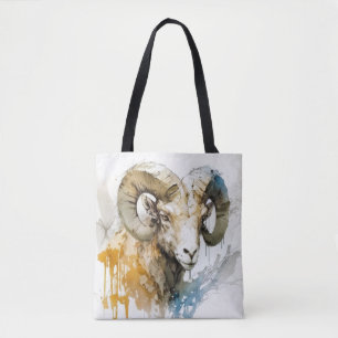 Tote Bag Ram Portrait Animal Peinture Faune Extérieur Art