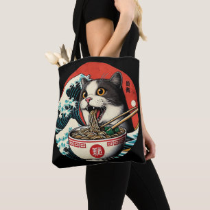 Tote Bag Ramen de chat Art japonais Style Vintage