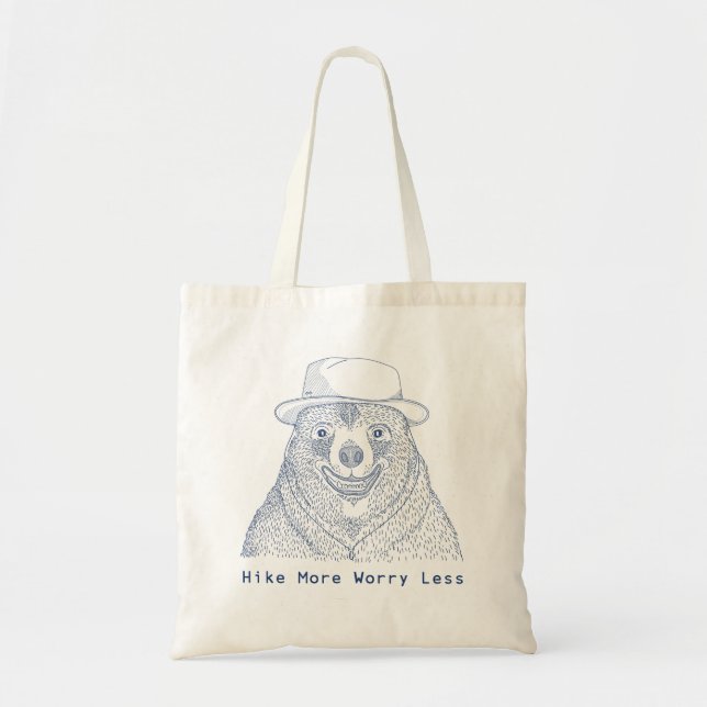 Tote Bag Randonnée plus Inquiète moins / Ours souriant (Devant)