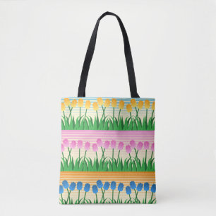Tote Bag Rangs Colorés de Tulipes