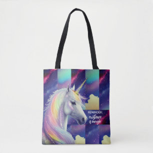 Tote Bag Rappel : Vous Êtes Suffisant Licorne Blanche Étinc