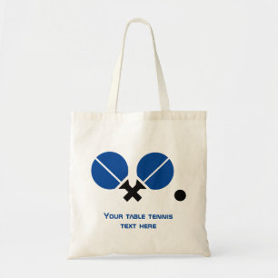 Tote Bag Raquettes de ping-pong de ping-pong et bleu boule