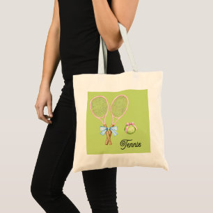 Tote Bag Raquettes de tennis à arc rose bleu Sports