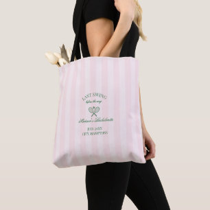 Tote Bag Raquettes de tennis vertes Shower de mariage rayé 