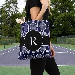 Tote Bag Raquettes et balles de tennis Nom de l'équipe Mono