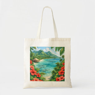 Tote Bag Rarotonga Îles Cook Hibiscus Tropical Plage