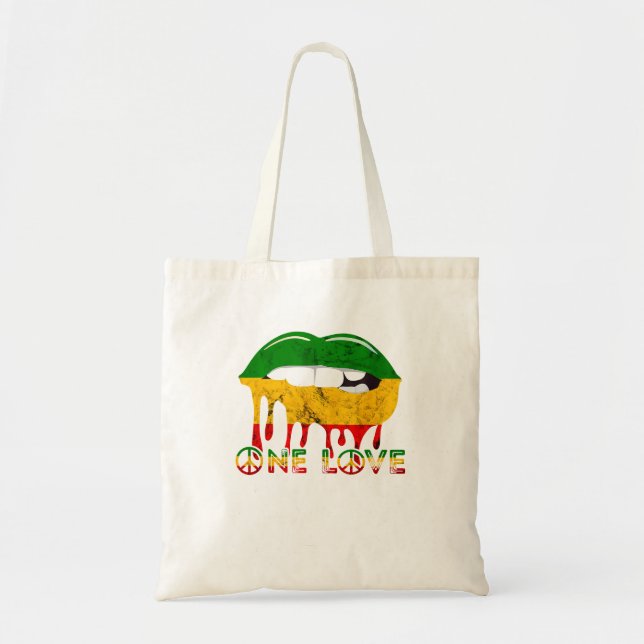 Tote Bag Rasta Reggae Lèvres Bouche Musique Jamaïcaine Une  (Devant)