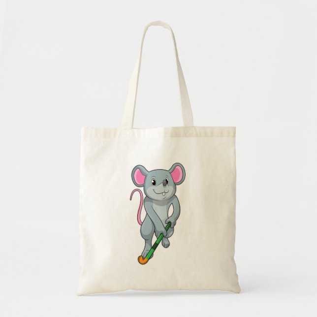 Tote Bag Rat au hockey avec chauve-souris de hockey (Devant)