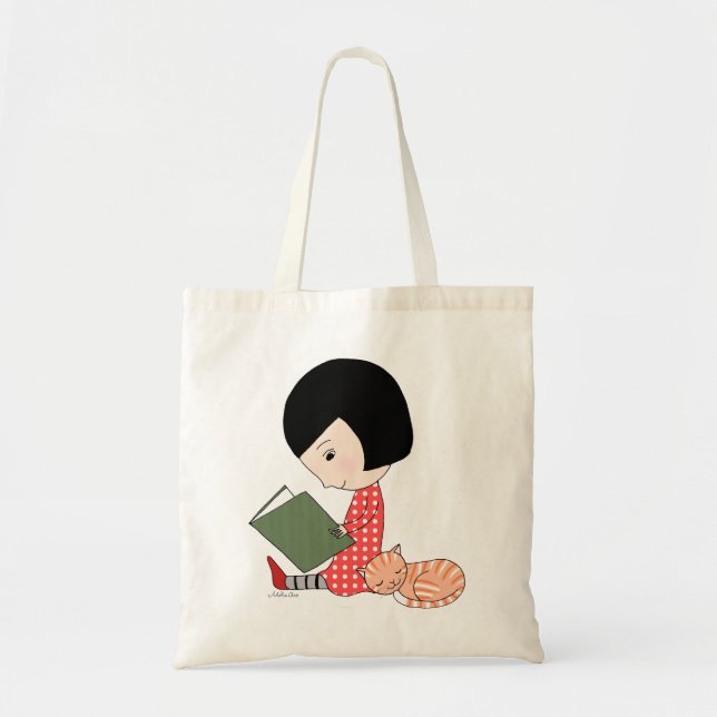 Tote Bag Rat de bibliothèque de chat de fille de livre de (Devant)