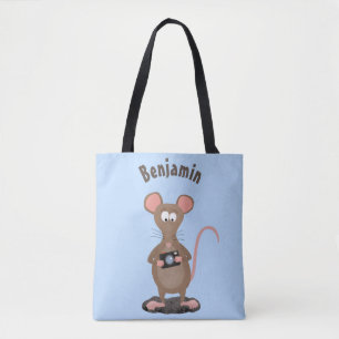 Tote Bag Rat drôle avec dessin animé de la caméra