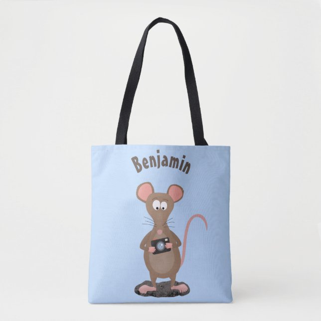 Tote Bag Rat drôle avec dessin animé de la caméra (Devant)