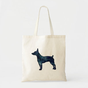 Tote Bag Rat Terrier Chien race Silhouette Aquarelle noire