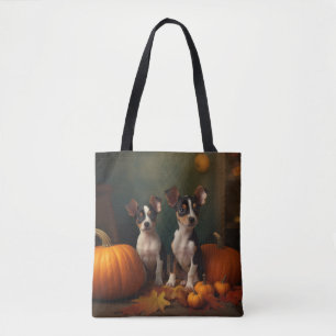 Tote Bag Rat Terrier Chiot Automne Citrouille délice