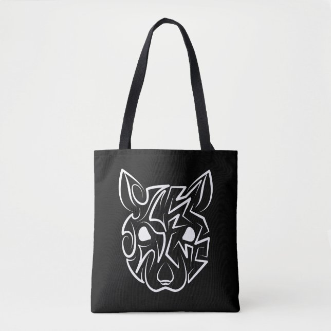 Tote Bag Rat tribal noir et blanc (Devant)